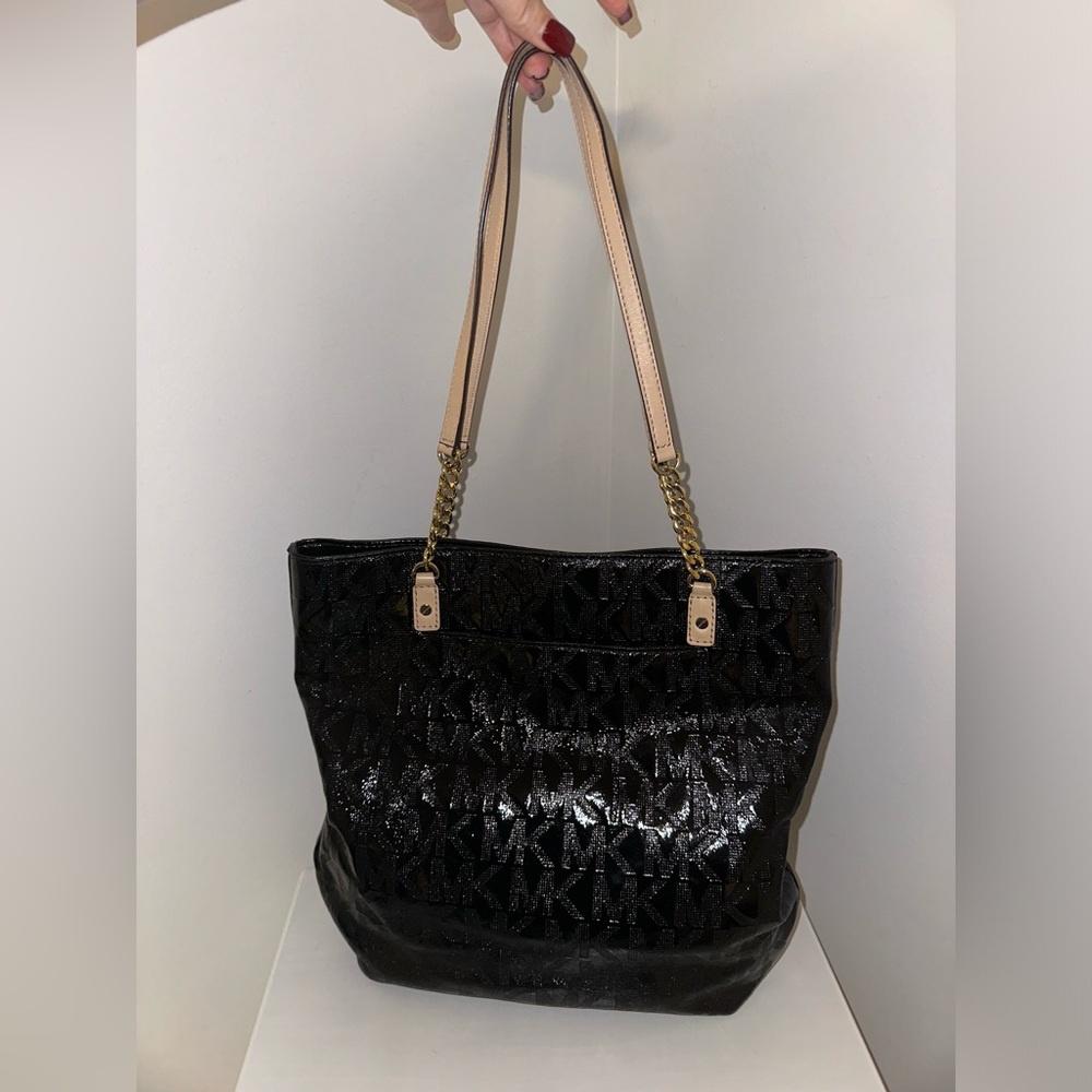 MK patent leather tote.